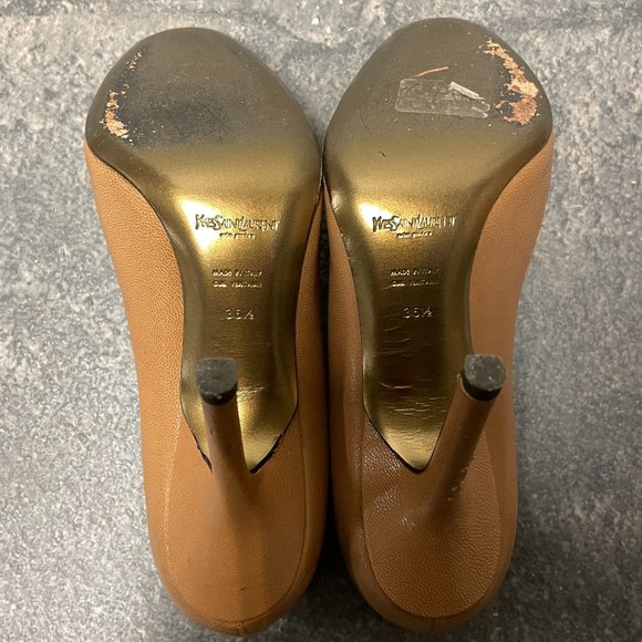 YSL Saint Laurent tan camel nude pumps heels, size 36.5 - Picture 4 of 7